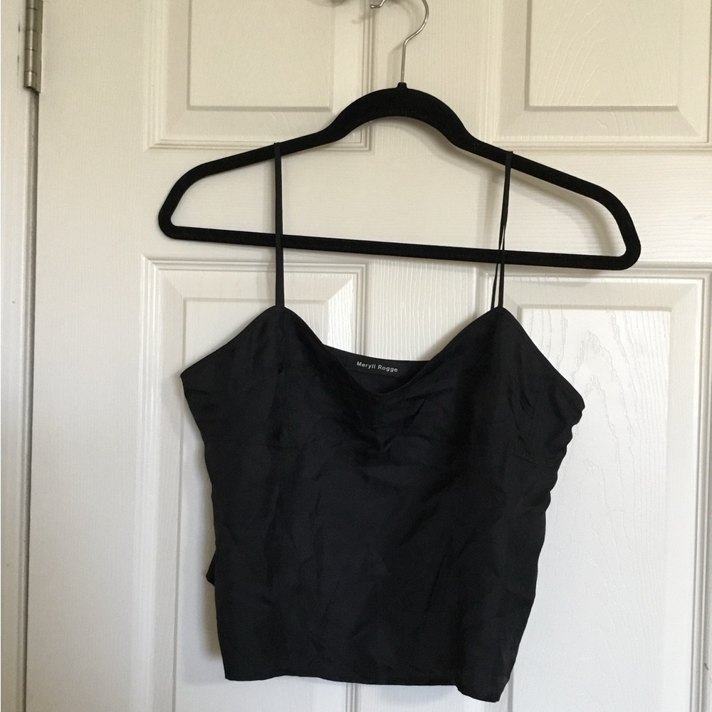 Meryll Rogge Black silk Tank top missing size tag fits S/M